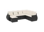 Vidaxl Set Di Divani Da Giardino 7 Pezzi Con Cuscini In Polirattan Nero
