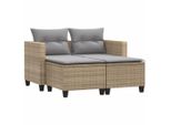 Vidaxl Divano Da Giardino A 2 Posti Con Sgabelli Beige Poly Rattan