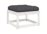 Vidaxl Sgabello Da Giardino Con Cuscino Bianco In Legno Di Pino Massiccio