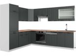 Vicco Cucina Angolare Completa Fame-Line, 227 X 287 Cm , Pt Rovere, Antracite Casa Di Campagna/Bianco