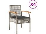Sedie Da Giardino Con Cuscini 4 Pz. Legno Di Acacia In Poly Rattan Grigio