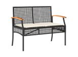 Panchina Da Giardino Con Cuscini In Poly Rattan Nero E Legno Di Acacia