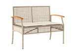 Panca Da Giardino Con Cuscini Beige Poly Rattan Legno Di Acacia