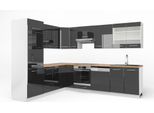 Vicco Cucina Angolare Completa Fame-Line, 227 X 287 Cm , Pt Rovere, Antracite Lucido/Bianco