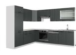 Vicco Cucina Angolare Completa Fame-Line, 227 X 287 Cm , Pt Marmo, Antracite Casa Di Campagna/Bianco