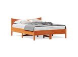 Vidaxl Letto In Legno Massiccio Senza Materasso Cera Marrone 140X190 Cm Legno Di Pino