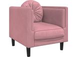 Poltrona Con Cuscino In Velluto Rosa