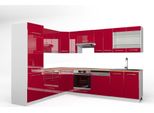 Vicco Cucina Angolare Completa Fame-Line, 227 X 287 Cm , Pt Rovere, Bordeaux Lucido/Bianco