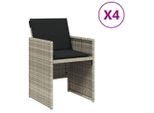 Vidaxl Sedie Da Giardino Con Cuscini 4 Pz. Poli Rattan Grigio Chiaro