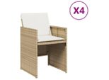 Vidaxl Sedie Da Giardino Con Cuscini 4 Pz. Poli Rattan Beige