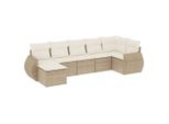 Vidaxl Set Di Divani Da Giardino 7 Pezzi Con Cuscini Beige Poly Rattan
