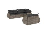 Vidaxl Set Di Divani Da Giardino 7 Pezzi Con Cuscini In Polirattan Grigio