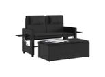 Vidaxl Panchina Da Giardino Regolabile Con Cuscini In Poly Rattan Nero