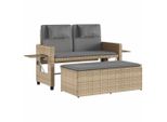 Vidaxl Panchina Da Giardino Regolabile Con Cuscino Beige Poly Rattan