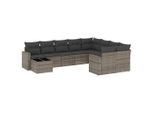 Vidaxl Set Di Divani Da Giardino Da 10 Pezzi Con Cuscini In Polirattan Grigio