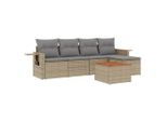 Vidaxl Set Di Divani Da Giardino 6 Pezzi Con Cuscini Beige Poly Rattan