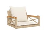 Sedia Sospesa Con Cuscino Beige 63X62X40 Cm Poli Rattan