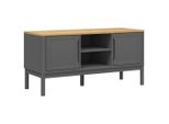 Mobile Tv Floro Grigio 114X43X55 Cm In Legno Di Pino Massiccio