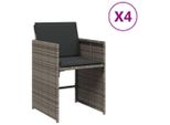 Vidaxl Sedie Da Giardino Con Cuscini 4 Pz. Poli Rattan Grigio