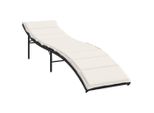 Lettino Con Cuscini Nero 55X199X50 Cm In Poly Rattan