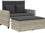 Vidaxl Divano Da Giardino Con Cuscini 2 Posti In Rattan Grigio Chiaro