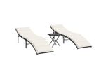 Vidaxl Lettini Prendisole 2 Pezzi Con Tavolino In Rattan Nero
