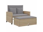 Vidaxl Divano Da Giardino Con Cuscini 2 Posti Beige Poly Rattan
