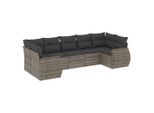 Vidaxl Set Di Divani Da Giardino 7 Pezzi Con Cuscini In Polirattan Grigio