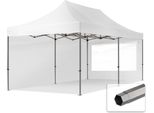 Toolport 3X6M Gazebo Pieghevole Con Laterali (Finestre Panoramiche), Premium Acciaio, Bianco