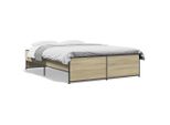 Vidaxl Struttura Letto Rovere Sonoma 135X190 Cm Materiale A Base Di Legno E Metallo