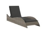 Vidaxl Lettino Con Cuscino Grigio 60X205X73 Cm Poly Rattan