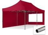 Toolport 3X6M Gazebo Pieghevole Con Laterali (Finestre Panoramiche), Premium Acciaio, Rosso