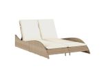 Lettino Con Cuscini Beige 114X205X73 Cm Poli Rattan