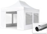 Toolport 3X4,5 M Gazebo Pieghevole Pvc Con Laterali (Finestre Panoramiche), Premium Acciaio, Bianco