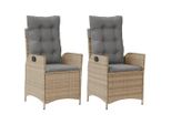 Vidaxl Cuscino Per Poltrona Da Giardino 2 Pezzi Regolabile Beige Mix Poly Rattan