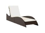 Lettino Con Cuscino Marrone 60X205X73 Cm Poli Rattan