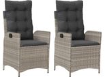 Vidaxl Poltrona Da Giardino Con Cuscino 2 Pz. Regolabile Grigio Chiaro Poly Rattan