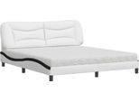 Vidaxl Letto Con Materasso "Hvar"" Bianco E Nero 180X200 Cm In Pelle Finta"