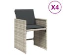 Vidaxl Sedie Da Giardino Con Cuscini 4 Pz. Poli Rattan Grigio Chiaro