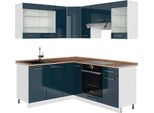Vicco Mobili Da Cucina Fame-Line, 160.5 X 190 Cm , Pl Rovere, Blu Scuro Lucido/Bianco