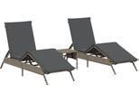 Vidaxl Lettini Prendisole 2 Pezzi Con Tavolino In Poly Rattan Grigio