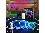 Clanmacy Striscia Led Neon Dimmerabile 3M, Striscia Led Rgbic Neon, Controllo App E Telecomando Timer Sincronizzazione Musicale, Con Alexa E Google Assistant Deco Da Interno Esterno