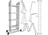 Scala Telescopica Clanmacy In Alluminio Leggera Antiscivolo 4X4 Livello+Ruota+Bordo Scala Multifunzionale Scala Allungabile 15 Gradini Scala A Gradini In Alluminio Di Alta Qualità Portata 150KG