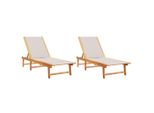 Syfax™ Lettini Prendisole 2 Pz Grigi Legno Massello Acacia E Textilene