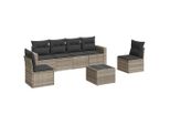 Vidaxl Set Di Divani Da Giardino 7 Pezzi Con Cuscini In Rattan Grigio Chiaro