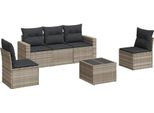 Vidaxl Set Di Divani Da Giardino 6 Pezzi Con Cuscini In Rattan Grigio Chiaro