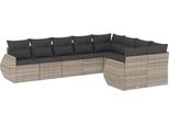 Vidaxl Set Di Divani Da Giardino 9 Pezzi Con Cuscini In Rattan Grigio Chiaro