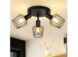 Zmh Faretto Da Soffitto Nero A 3 Fiamme - Faretto Da Soffitto Rotondo E14 Faretti Da Soffitto Orientabili Spot Da Soffitto Vintage Ruotabili A 350° Lampada Da Parete Per Bagno Corridoio Corridoio