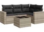 Vidaxl Set Di Divani Da Giardino 5 Pezzi Con Cuscini In Rattan Grigio Chiaro