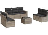 Vidaxl Set Di Divani Da Giardino 8 Pezzi Con Cuscini In Rattan Grigio Chiaro
